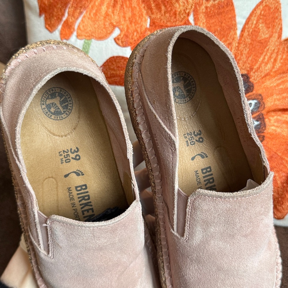 BIRKENSTOCK CALLAN SUEDE LEATHER CONVERTIBLE SLIP ON LOAFER FLATS CORK VGUC 39E - Picture 12 of 15